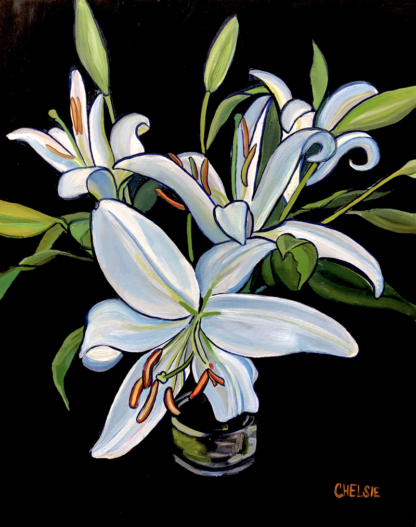 Lilies in a vase oil painting