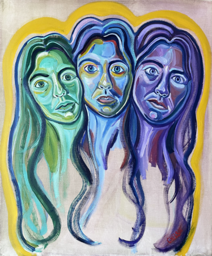 A visual oil painting of three perspectives of one women and the emotions we work through.